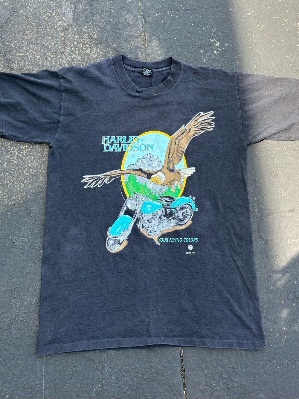 Vintage 1995 Harley Davidson Eagle Motorcycle Graphic Tee Single Stitch L